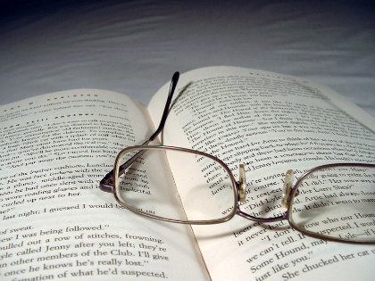 reading glasses on a book