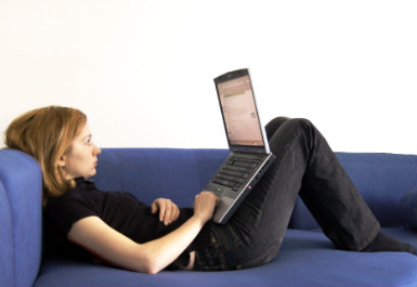 woman using a laptop