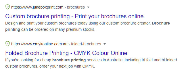 brochure printing search results